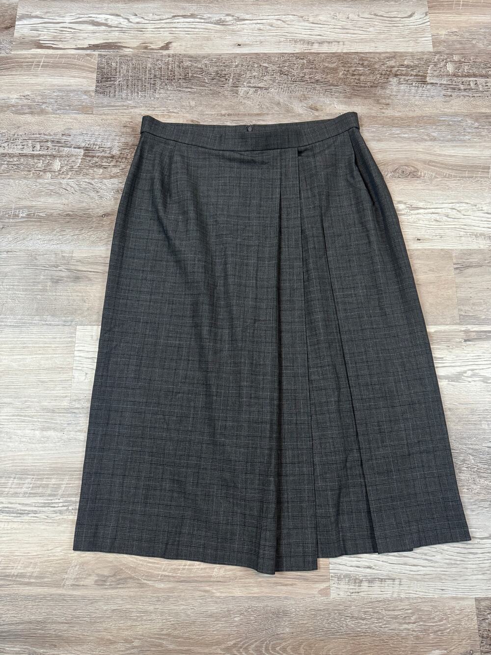 NWT Uniqlo Gray Plaid Side Pleated Midi Skirt Office Siren Academia Preppy XXL